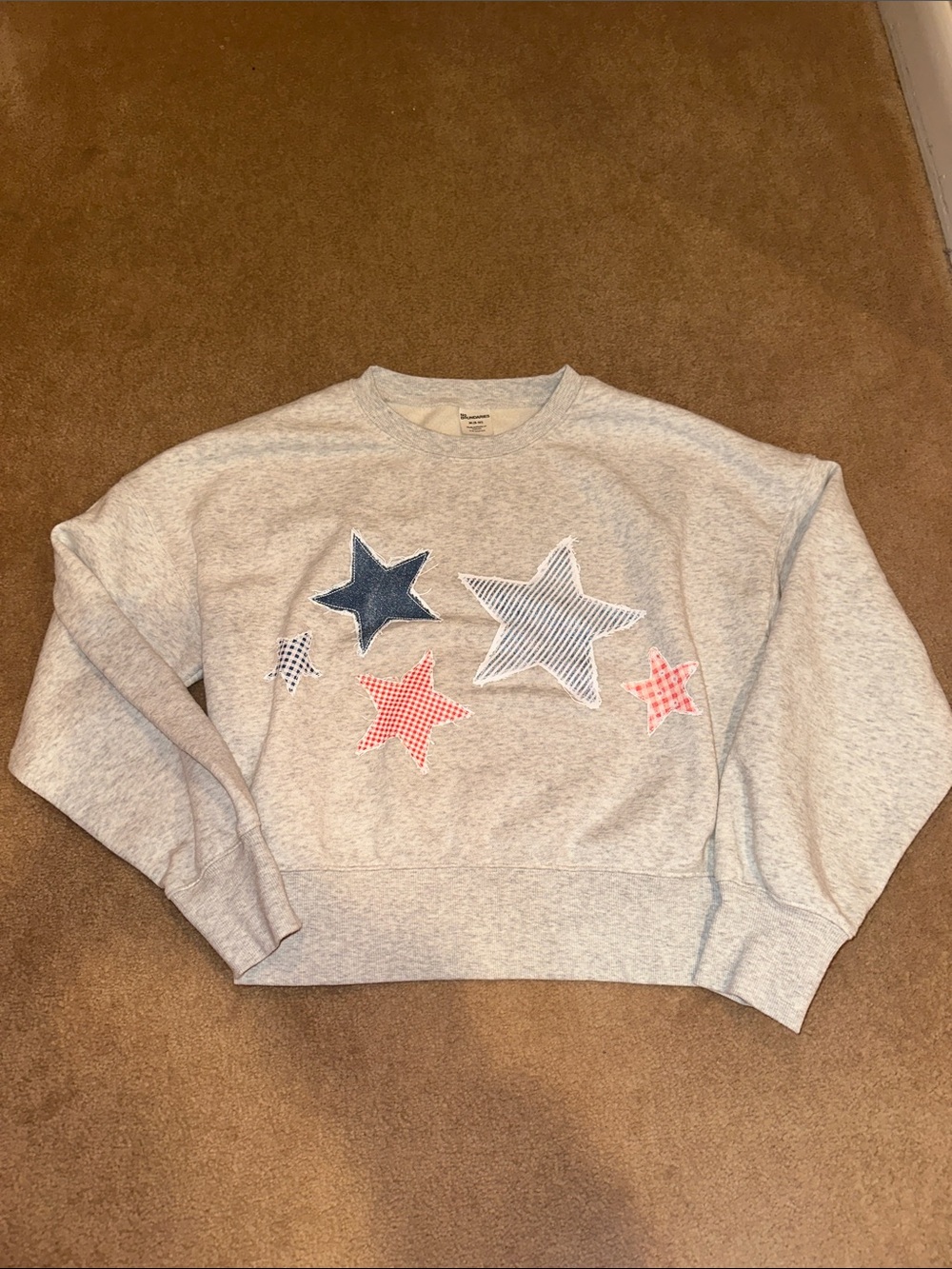 Heather Gray Star Design Fleece Sweater
